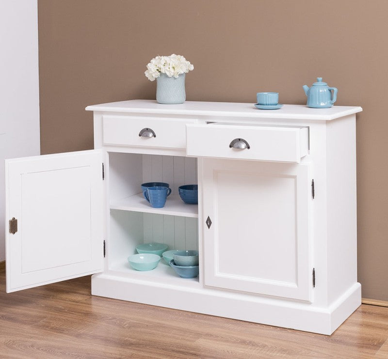 Sideboard Weiß Landhausmöbel Kiefernholz Massiv 120x90x45 cm