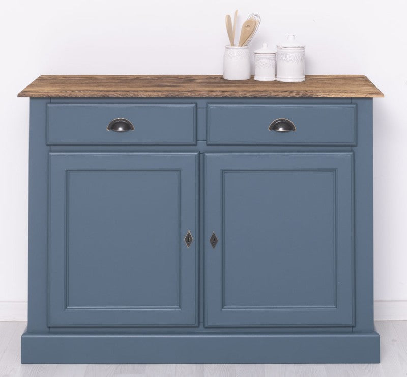 Sideboard Blau Landhausmöbel Kiefernholz Massiv 120x90x45 cm