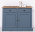 Sideboard Blau Landhausmöbel Kiefernholz Massiv 120x90x45 cm