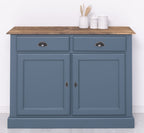 Sideboard Blau Landhausmöbel Kiefernholz Massiv 120x90x45 cm