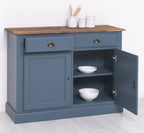 Sideboard Blau Landhausmöbel Kiefernholz Massiv 120x90x45 cm