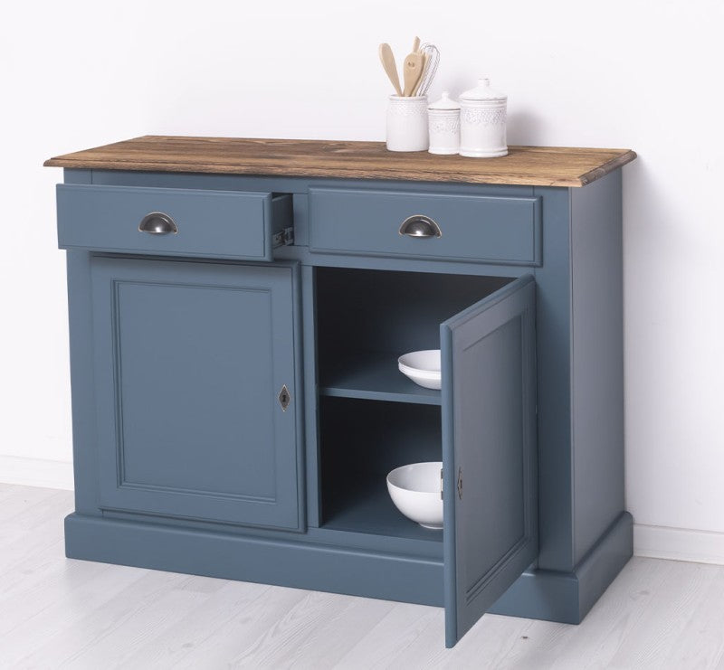 Sideboard Blau Landhausmöbel Kiefernholz Massiv 120x90x45 cm