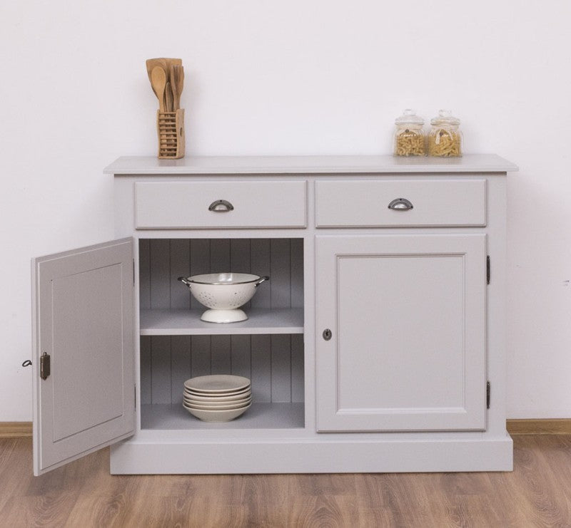 Sideboard Grau Landhausmöbel Kiefernholz Massiv 120x90x45 cm