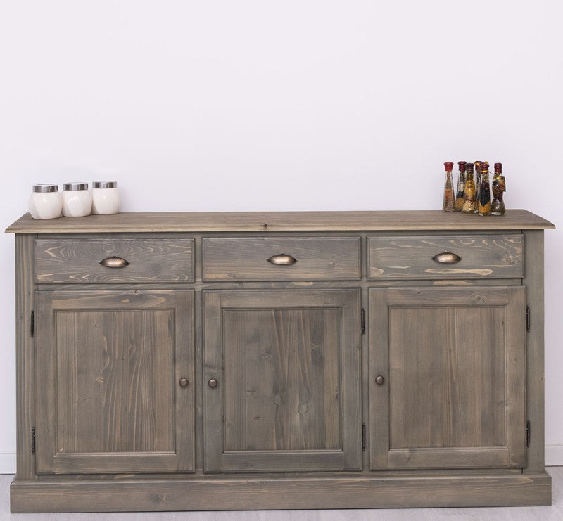 Sideboard Grau Chêne Landhausmöbel Kiefernholz Massiv 172x90x45 cm