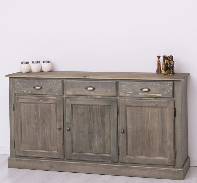 Sideboard Grau Chêne Landhausmöbel Kiefernholz Massiv 172x90x45 cm