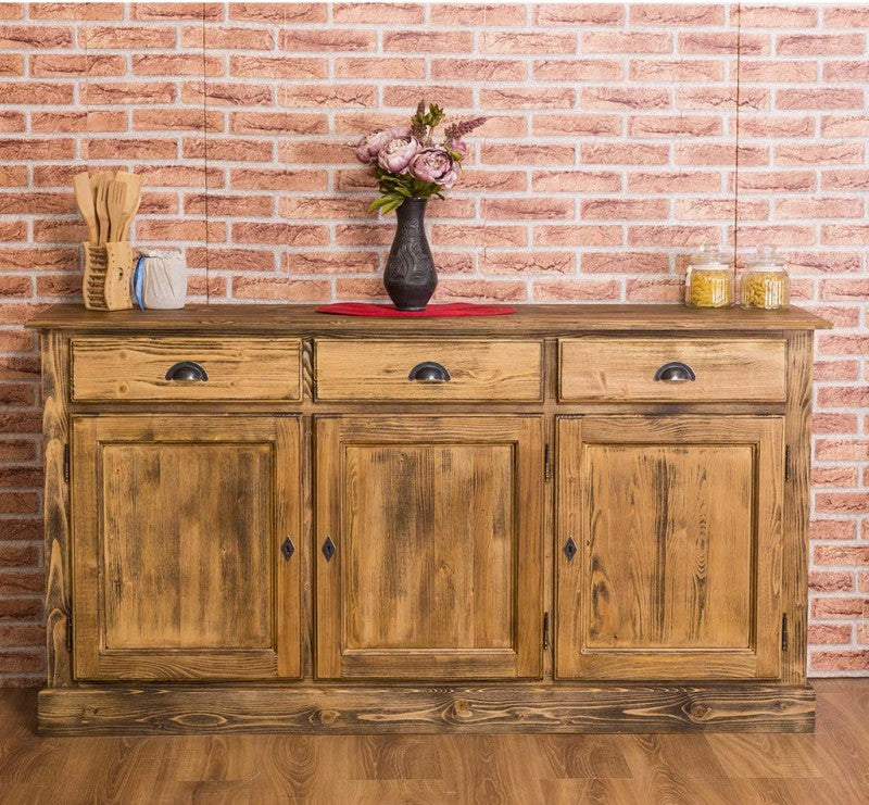 Sideboard Natur Landhausmöbel Kiefernholz Massiv 172x90x45 cm