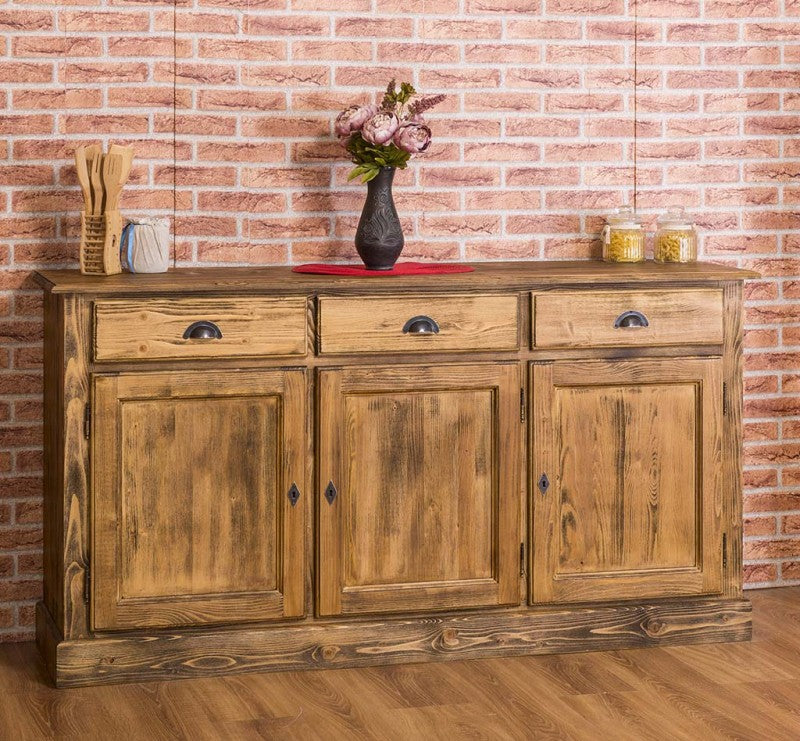 Sideboard Natur Landhausmöbel Kiefernholz Massiv 172x90x45 cm
