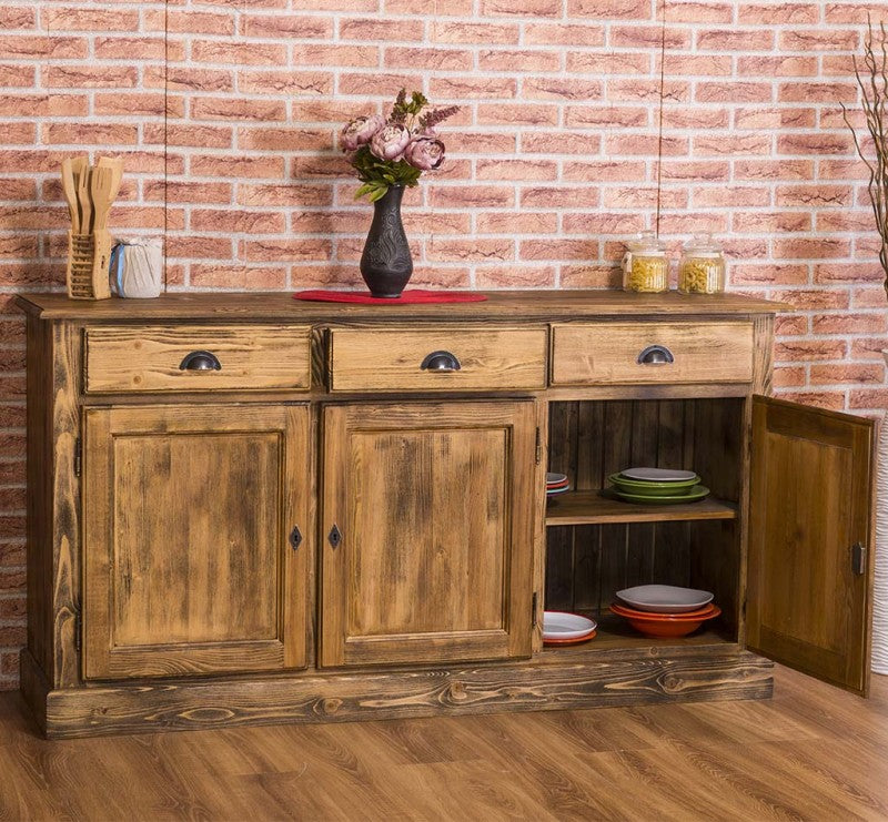 Sideboard Natur Landhausmöbel Kiefernholz Massiv 172x90x45 cm