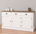 Sideboard Weiß und Braun Landhausmöbel Kiefernholz Massiv 172x90x45 cm