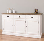 Sideboard Weiß und Braun Landhausmöbel Kiefernholz Massiv 172x90x45 cm