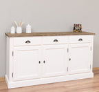 Sideboard Weiß und Braun Landhausmöbel Kiefernholz Massiv 172x90x45 cm