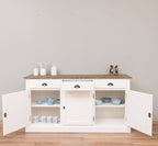 Sideboard Weiß und Braun Landhausmöbel Kiefernholz Massiv 172x90x45 cm