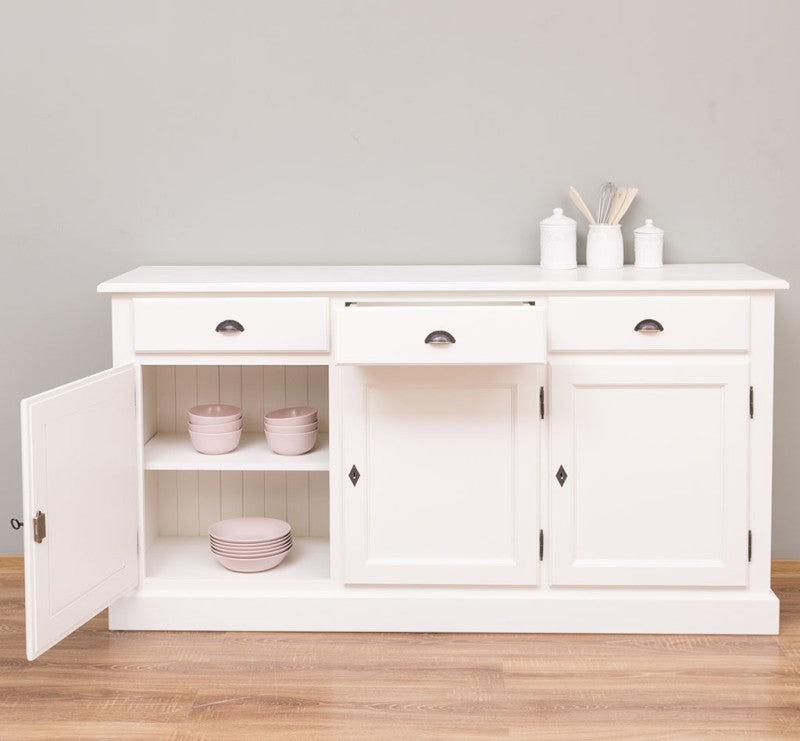 Sideboard Weiß Landhausmöbel Kiefernholz Massiv 172x90x45 cm