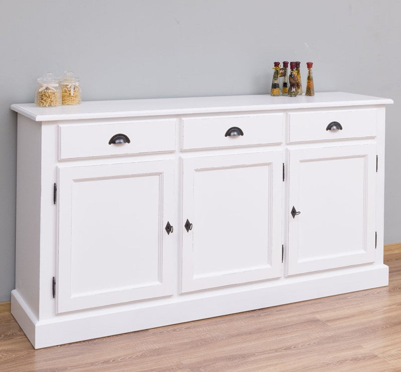 Sideboard Weiß Landhausmöbel Kiefernholz Massiv 172x90x45 cm