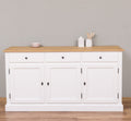 Sideboard Weiß und Natur Landhausmöbel Kiefernholz Massiv 172x90x45 cm