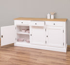 Sideboard Weiß und Natur Landhausmöbel Kiefernholz Massiv 172x90x45 cm