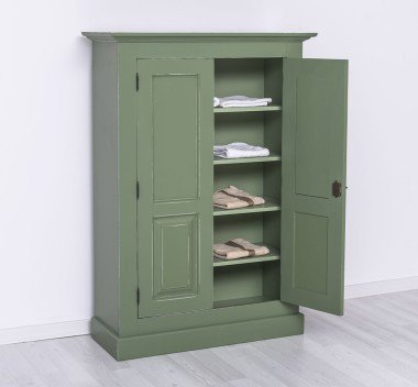 Landhaus Schrank Salbei Grün 98x140x40 cm Kiefernholz massiv