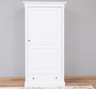 Landhausstil Kleiderschrank Weiß 103x200x59 cm Kiefernholz massiv