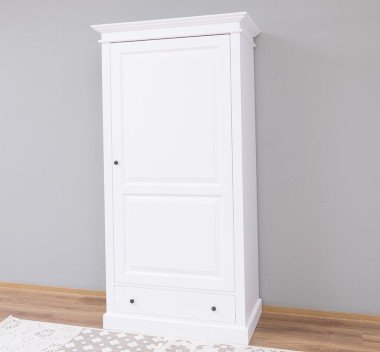 Landhausstil Kleiderschrank Weiß 103x200x59 cm Kiefernholz massiv