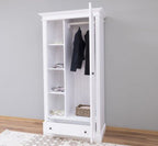 Landhausstil Kleiderschrank Weiß 103x200x59 cm Kiefernholz massiv