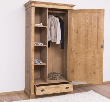 Schrank Kleiderschrank 103x200x59 cm Kiefernholz massiv