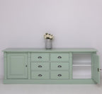 Landhausstil Sideboard Salbei Grün 219x78x51 cm Kiefernholz massiv
