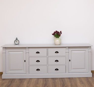 Sideboard mit 2 Türen und 6 Schubladen 219x78x51 cm Kiefernholz massiv