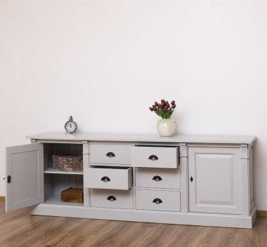 Sideboard mit 2 Türen und 6 Schubladen 219x78x51 cm Kiefernholz massiv