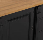 Landhausstil Sideboard Schwarz Natur 219x78x51 cm Kiefernholz massiv
