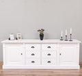 Landhaus Sideboard Weiß 219x78x51 cm Kiefernholz massiv
