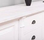 Landhaus Sideboard Weiß 219x78x51 cm Kiefernholz massiv