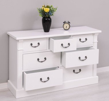 Landhaus Sideboard Weiß 122x75x41 cm Kiefernholz massiv