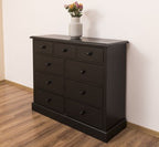 Landhausmöbel Sideboard Schwarz 122x97x41 cm Kiefernholz massiv