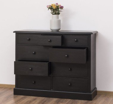 Landhausmöbel Sideboard Schwarz 122x97x41 cm Kiefernholz massiv