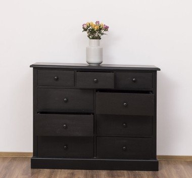 Landhausmöbel Sideboard Schwarz 122x97x41 cm Kiefernholz massiv