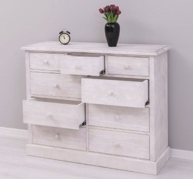 Sideboard mit 9 Schubladen 122x97x41 cm Kiefernholz massiv