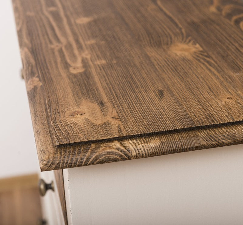 Schuhschrank Landhausmöbel Weiß und Natur 103x105x35 cm Kieferholz