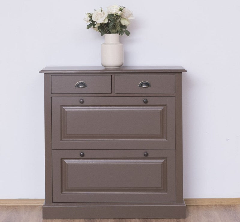 Schuhschrank Landhausmöbel Braun 103x105x35 cm Kieferholz