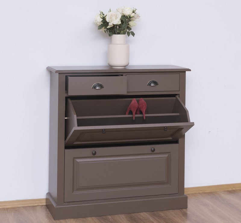 Schuhschrank Landhausmöbel Braun 103x105x35 cm Kieferholz