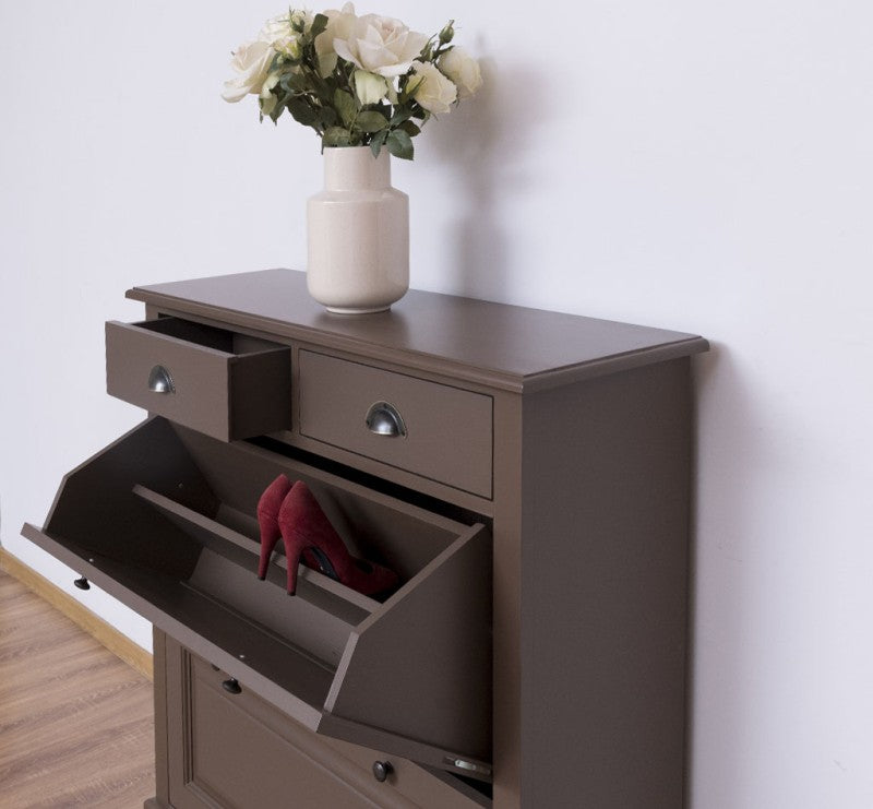Schuhschrank Landhausmöbel Braun 103x105x35 cm Kieferholz