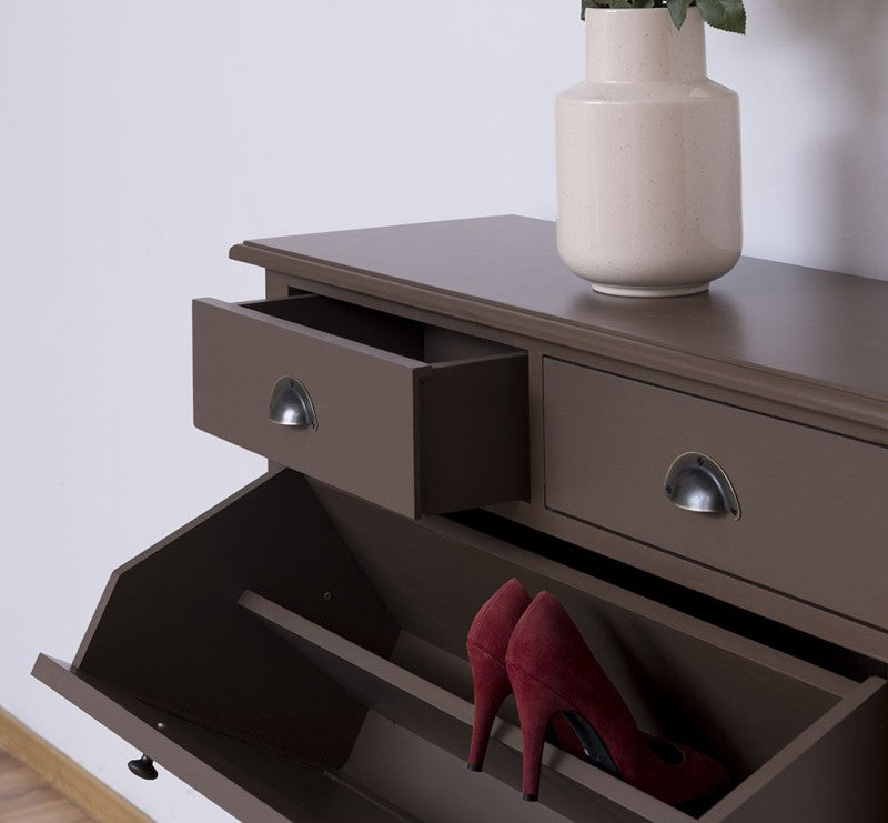 Schuhschrank Landhausmöbel Braun 103x105x35 cm Kieferholz