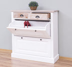 Schuhschrank Landhausmöbel Weiß 103x105x35 cm Kieferholz