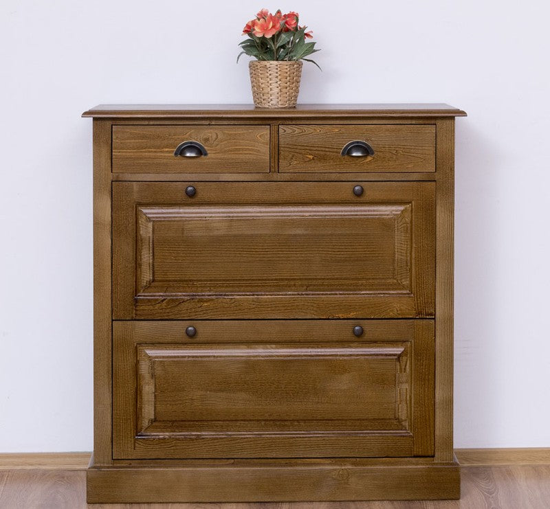 Schuhschrank Landhausmöbel Dunkelbraun 103x105x35 cm Kieferholz