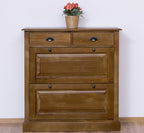 Schuhschrank Landhausmöbel Dunkelbraun 103x105x35 cm Kieferholz