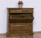 Schuhschrank Landhausmöbel Dunkelbraun 103x105x35 cm Kieferholz