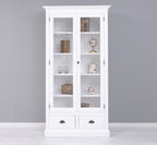 Landhausmöbel Regal Vitrine Weiß 110x210x39 cm Kiefernholz massiv