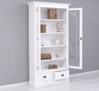 Landhausmöbel Regal Vitrine Weiß 110x210x39 cm Kiefernholz massiv