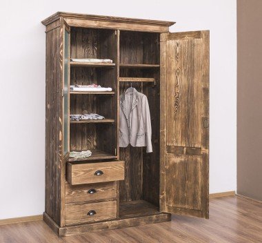Schrank Kleiderschrank 121x197x59 cm Kiefernholz massiv