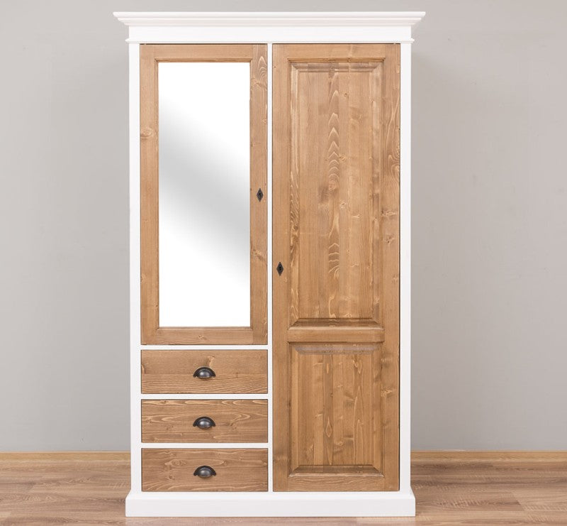 Landhaus Schrank Kleiderschrank 121x197x59 cm Kiefernholz massiv
