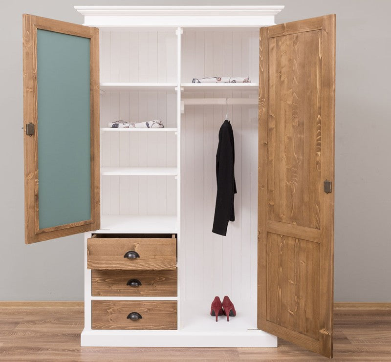 Landhaus Schrank Kleiderschrank 121x197x59 cm Kiefernholz massiv